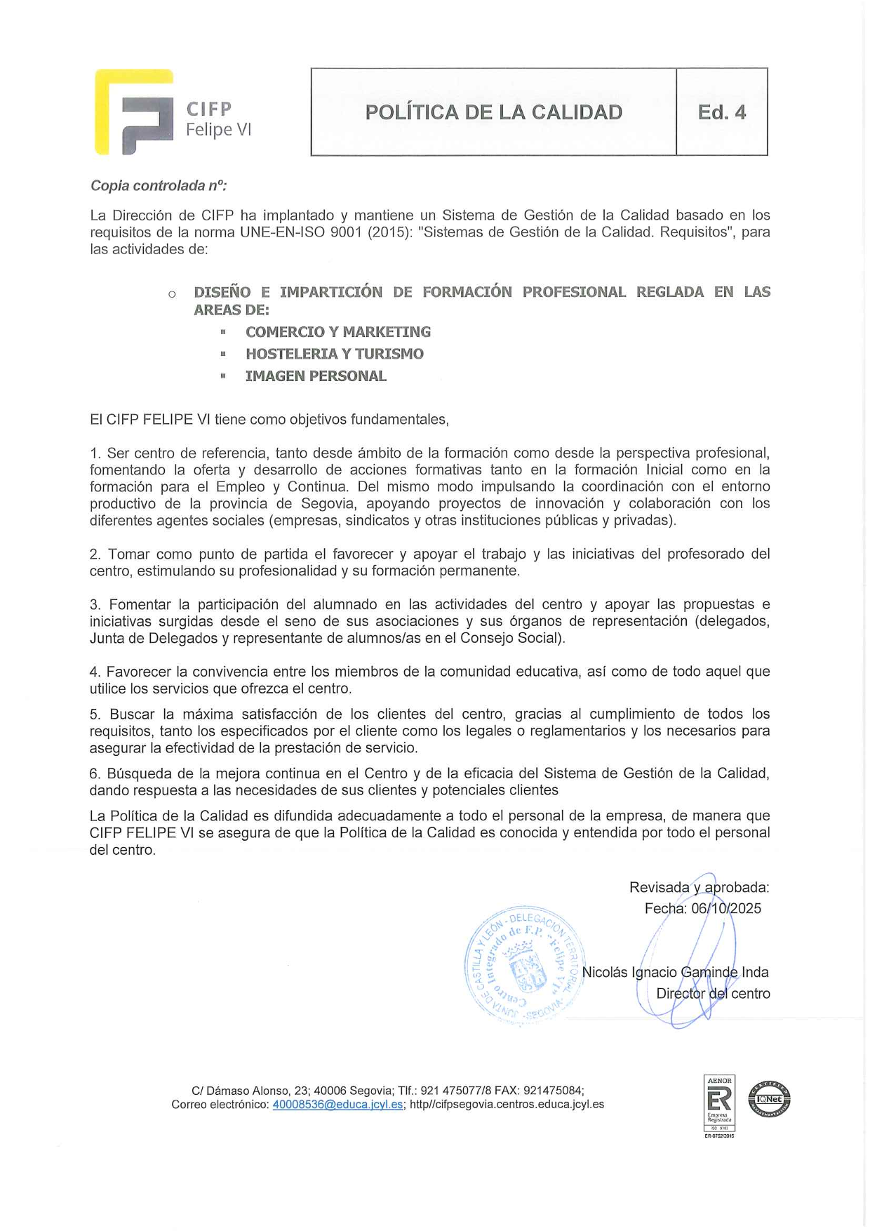 política de calidad 25 -26